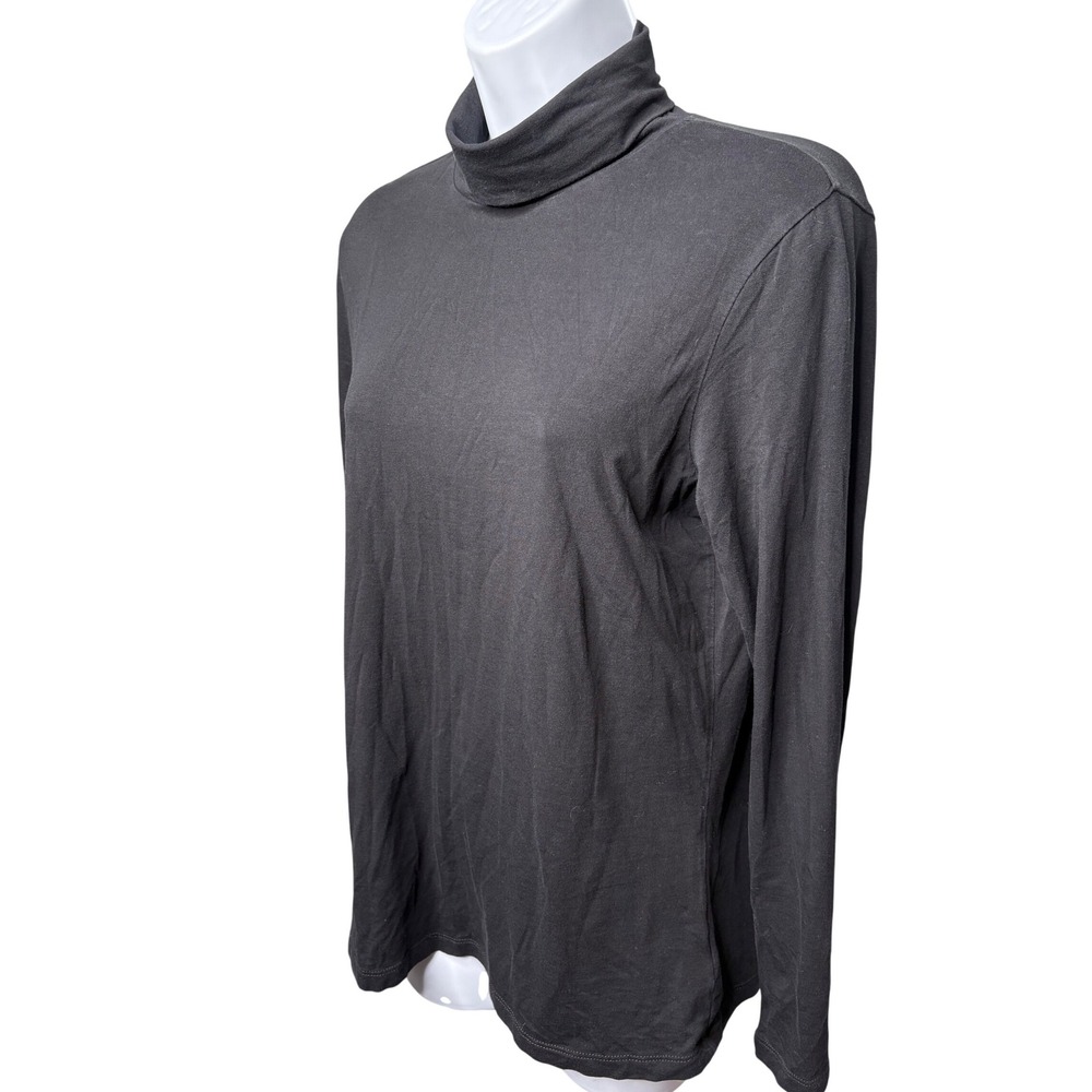 COLDWATER CREEK Womens Black Turtleneck Top Sz M Layering Supima Cotton Basics